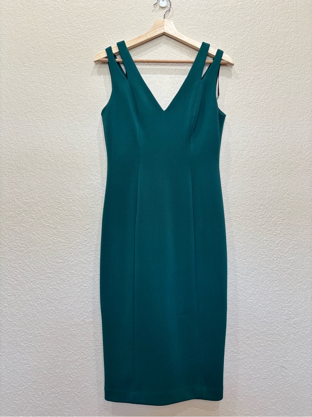 Vince Camuto Forest Green Midi Dress Cutout Double Strap Cocktail Dress 6